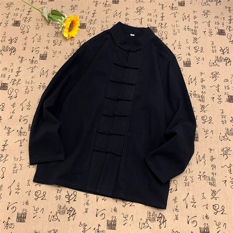 现货主推风春秋新款棉麻复古盘口长袖衬衫中式唐装CS03-P55图片