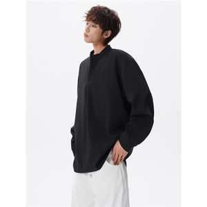 新中式立领长袖衬衫大码高级垂感压褶设计衬衣套头上衣LC303特P35图片