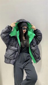 撞色带帽羽绒服,女装羽绒服,吸引力