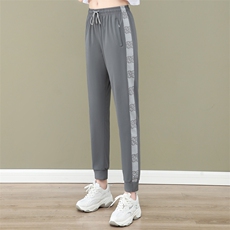 燕颉冰丝运动裤女夏季薄款2023高腰宽松休闲九分束脚防蚊速干裤子，女装休闲裤，燕颉服饰