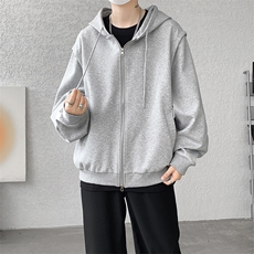 cleanfit重磅连帽卫衣男美式高街假两件开衫短款垫肩外套KS003P68，女装短外套，电商B312