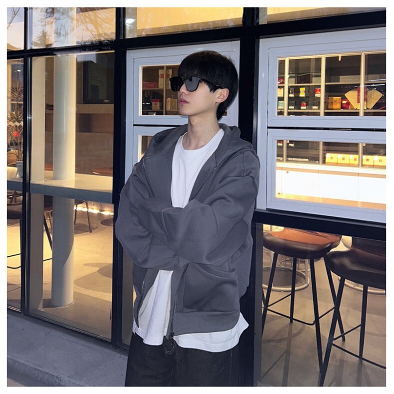 网图重磅全棉420克工装口袋卫衣拼接连帽开衫外套RH5330-P65,男装工装外套,四季星座610B