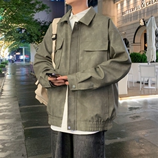 秋季新款美式复古翻领皮衣外套男情侣夹克JK231-P85，男装夹克，星座308B-2