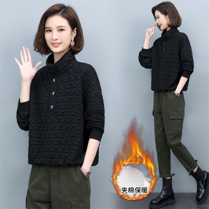 2022年秋季新款套头立领卫衣女长袖韩版加厚保暖上衣短外套女百搭图片