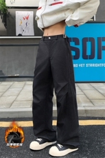 褶皱扎染宽松加厚银狐绒显瘦百搭微喇裤男K24004J加绒-特P58控108，男装卫衣，电商A001