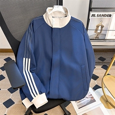 复古三条杠立领棒球服外套男生春秋潮牌运动宽松夹克衫W6436-P55，男装夹克，星座412-3