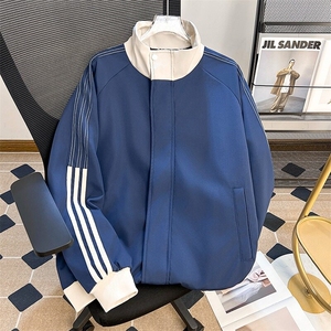 复古三条杠立领棒球服外套男生春秋潮牌运动宽松夹克衫W6436-P55图片