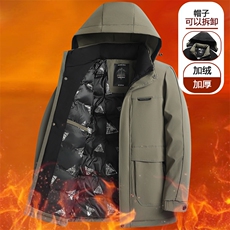 冬季棉衣休闲加厚保暖棉服中长款爸爸装可脱卸帽商务棉袄大码男，男装棉衣，钱塘6003（原4033）