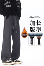 雪尼尔人字纹休闲裤子男冬季加绒高个子KZ090加长-KZ090加长加绒，男装卫衣，电商B312