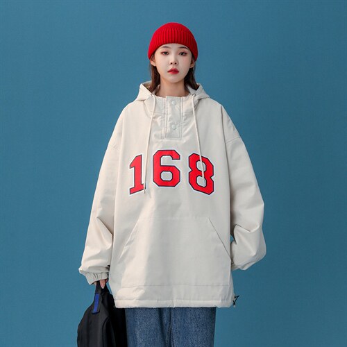 学院中性风 韩版加厚套头连帽棉衣棉服 216-2-BK52-P118控148绿色图片