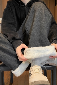 8XL-M特大码工装加绒裤男纯色宽松裤卫裤休闲基础款K995P65图片