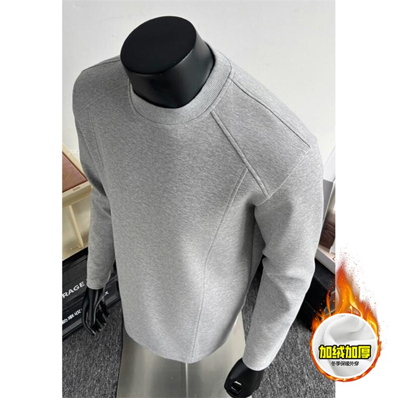 抖音得物品质美式高街重磅曼巴棉结构硬阔boxy版潮牌卫衣长袖T恤，男装T恤，电商A486