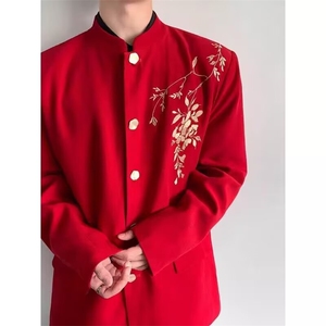 中山装演出服男士青少年老年红歌刺绣演出比赛年会合唱团表演服装图片