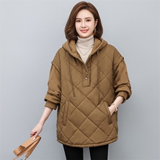 2022新款冬季女装拼接时尚保暖棉服宽松显瘦连帽外套，女装棉衣/棉服，悦见她