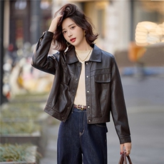 Bao款[加单的]女2026高级感复古休闲气质酷飒PU皮加绒夹克上衣，女装皮衣，潮流依族