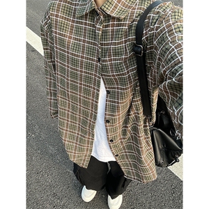 2026春夏新款提花格子长袖衬衫高品质格子衬衫复古外套 CS266-P45图片