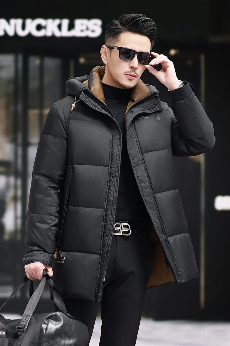 90%白鸭绒中青年羽绒服大衣男长款中年面包服羽绒服外套大衣,男装羽绒服,钱塘723