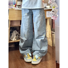 美式涂鸦阔腿牛仔裤ZK0426-特批48，男装牛仔裤，星座313A(原308A-2)