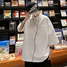 A626-P33小众日系半拉链卫衣山系polo衫男夏季潮流七分短袖衬衣，男装卫衣，星座512-6