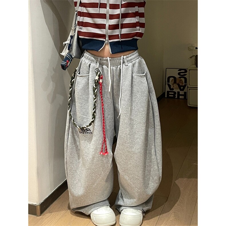 腰绳灰色弯刀卫裤宽松阔腿休闲运动爵士舞裤子拖地长裤KB3119,男装休闲裤,星座1116A（原606A-3）