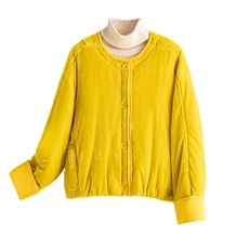 水衣源8815款冬季圆领短款宽松加棉丝绒棉服女纯色时尚外套，女装棉衣/棉服，水衣源