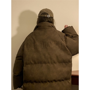 中性PU皮复古做旧设计钢印棉衣男女MY77096P130控198抖控228图片