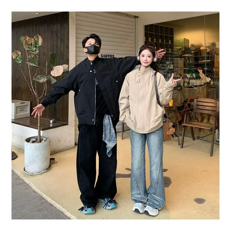 美式复古立领外套男女情侣2025春秋新款宽松休闲工装夹克,男装夹克,星座506A
