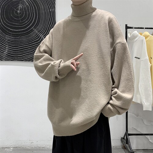 2025年男士针织高领领纯色打底宽松毛衣男 A169 M02 P45图片