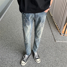 弹力个性十字架潮牌修身小脚裤610A-1-YK9918-P53，男装牛仔裤，星座610A-1