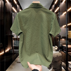 男士方领休闲短袖衬衫格子休闲男衬衣1502-C06-P18，男装T恤，星座1502-1