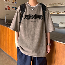 XY5003-TP35控48水洗字母印花上衣潮夏季新款宽松百搭短袖T恤男，男装T恤，电商A102-1