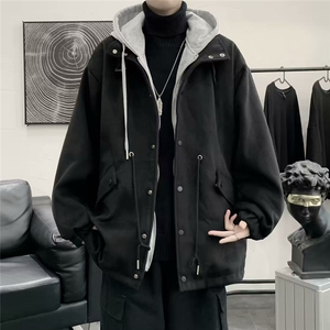 DX56-P75休闲宽松男冬季假两件宽松ins港风衣服休闲痞帅秋冬外套图片