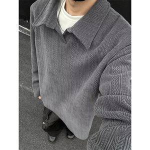 JT554-P49日系cityboy华夫格polo衫男高级感宽松翻领t恤小香风