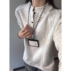 浅灰色超好看正肩polo衫男女早秋薄款卫衣美式不规则翻领长袖t恤，男装卫衣，星座1116A（原606A-3）