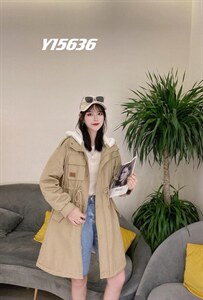 【现货】休闲戴帽长款派克，两个色两个码ml图片