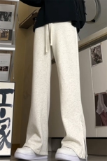 青春活力风白色直筒休闲裤男宽松系绳长裤垂感卫裤K8457-特价P78，男装休闲裤，电商A007-1