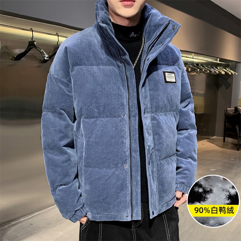 90%白鸭绒以M-8XL灯芯绒休闲宽松大码男士羽绒服XZ109-P175,男装羽绒服,星座109