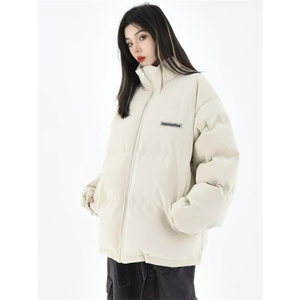 潮2025冬季情侣美式胶标纹理感棉服宽松棉衣裂纹设计棉服外套潮