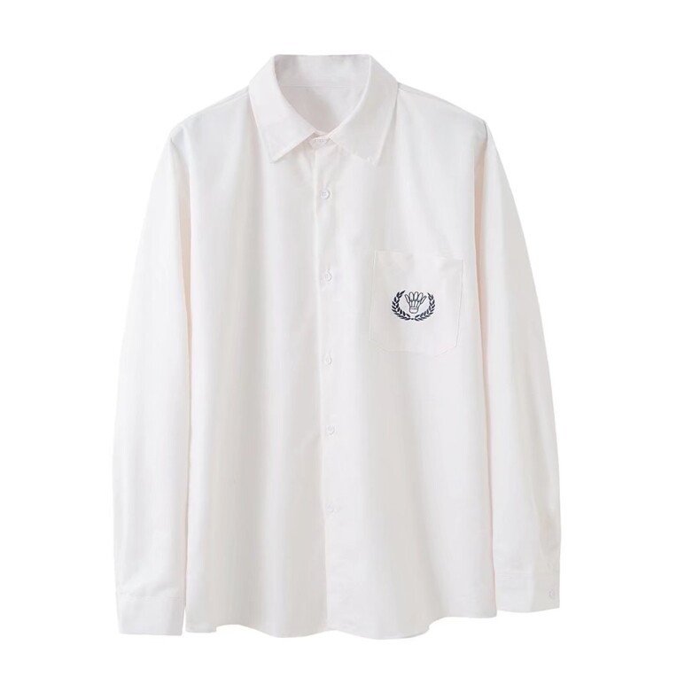 送领带~刺绣长袖衬衫男女制服情侣学院风白衬衣学生班服CS180,男装衬衫,星座601-1