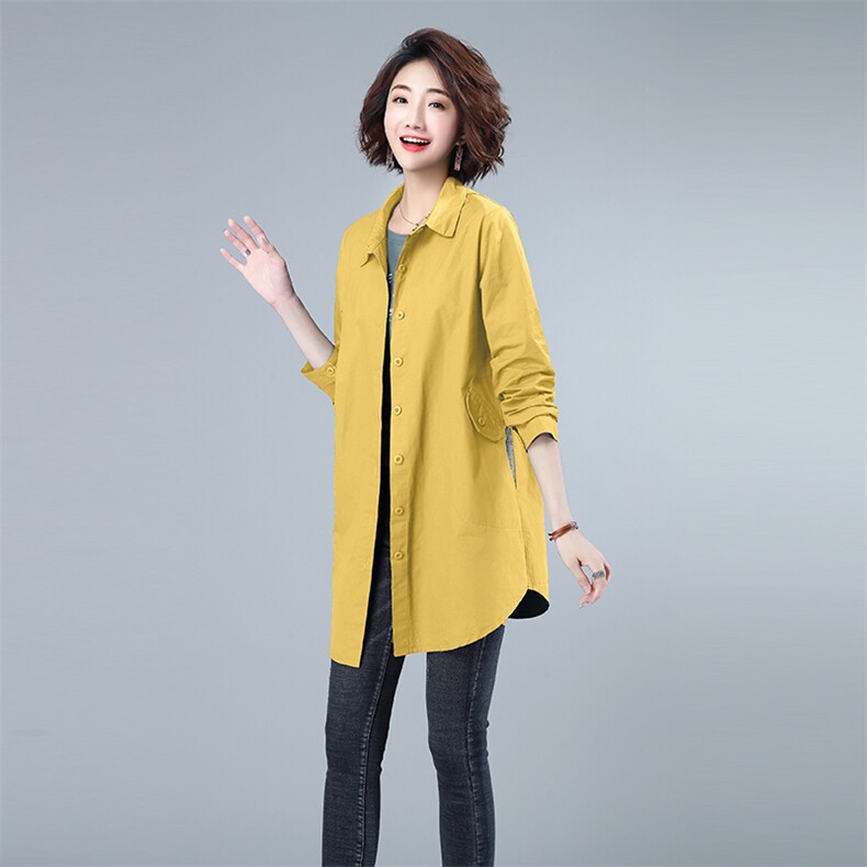 秋装女士风衣外套宽松口袋常规休闲中长款纯色5109款,女装风衣,秋牧寒烟
