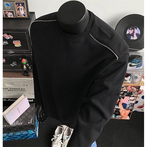 抖音得物高品质 26春装设计感长袖打底衫纯色拉链肩圆领卫衣W123图片
