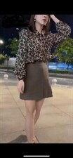 豹纹木耳边小衫，其它，百变元素