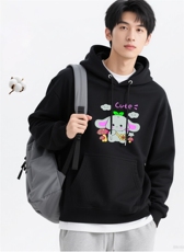 2025年秋季套头长袖通勤时尚百搭通勤简约休闲灰色小兔，女装卫衣/绒衫，花可