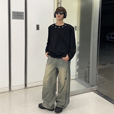 小众金属钉设计感简约高级长袖男宽松打底衫百搭潮流上衣W41-P35，男装卫衣，星座308B-1