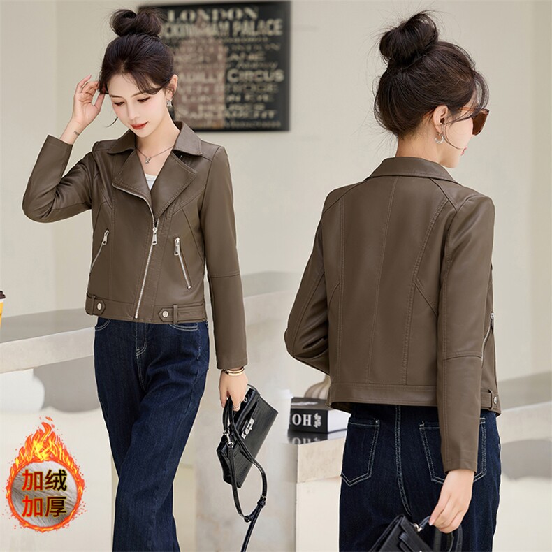 小皮衣外套女短款2025春秋冬加绒加厚新款高级感小个子机车皮夹克，女装皮衣，跑量工厂店