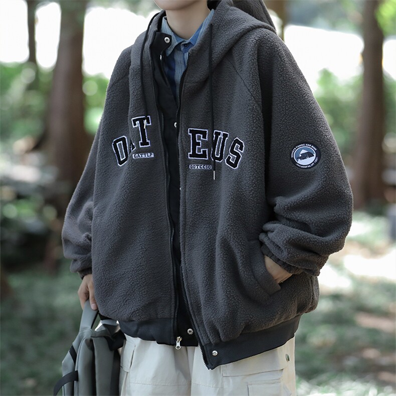 A922-P82冬季羊羔毛外套美式复古双面穿棉服宽松休闲连帽情侣装,男装夹克,星座512-6
