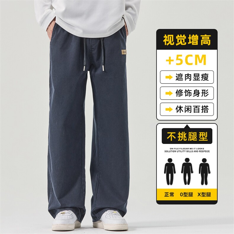 GENIOLAMODE水洗直筒休闲裤男士秋季2025新款宽松阔腿长裤青少年,男装牛仔裤,星座509