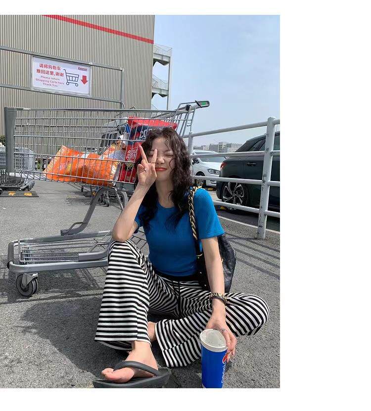 现货夏季抽绳条纹裤，其它，AT(2F)