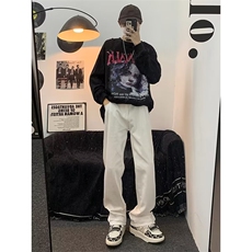 美式高街vibe牛仔裤男潮牌复古直筒裤修身工装拉链裤子~NK6077，男装牛仔裤，星座601-2