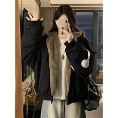 两面穿现货重磅短款座山雕棉衣男女双面穿毛毛绒棉服加厚外套，男装棉衣，电商A486